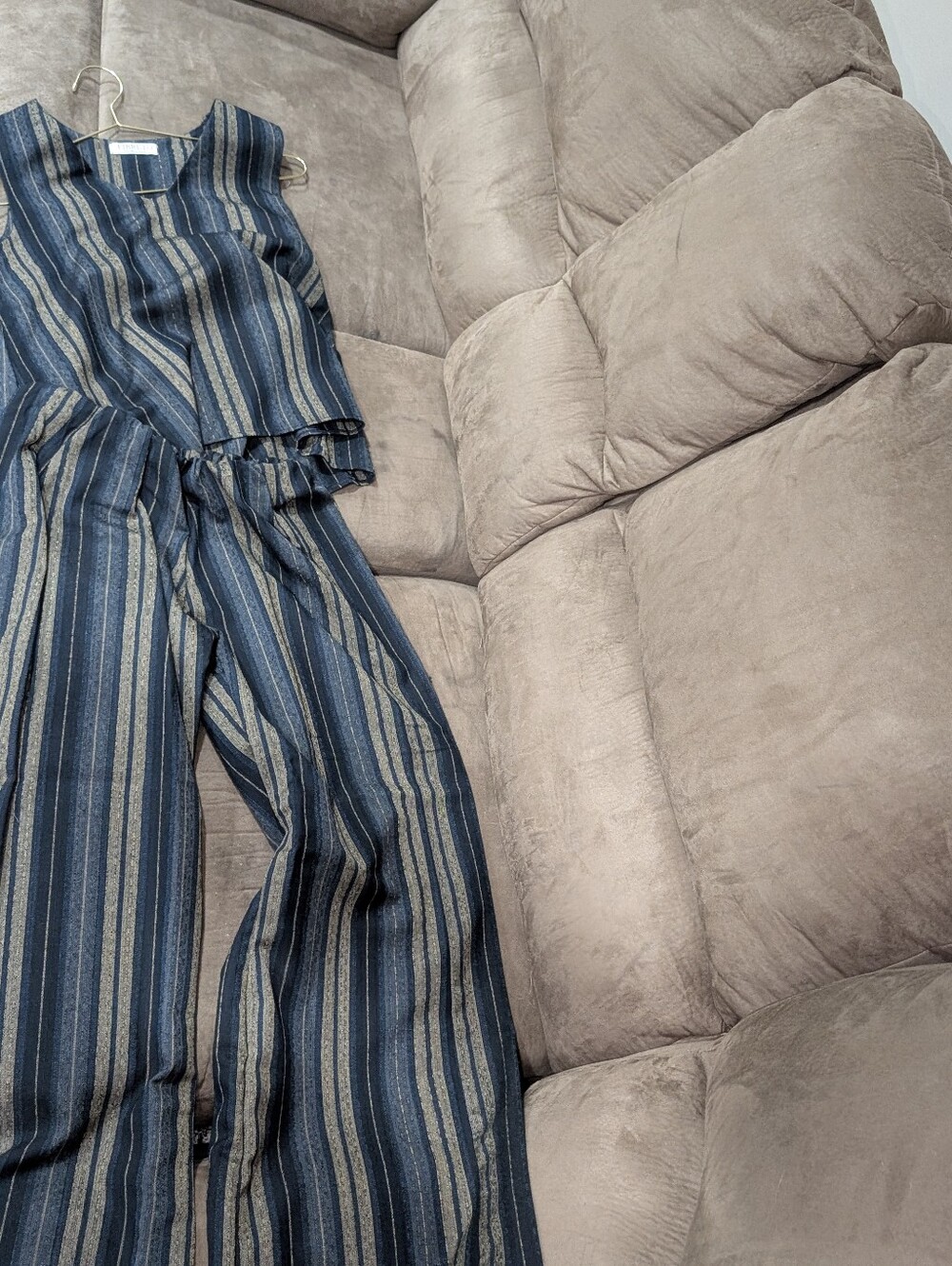 Striped Navy Wide-Leg Two-Piece Set